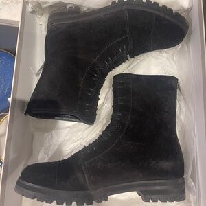 Jimmy choo black suede combat ankle boots